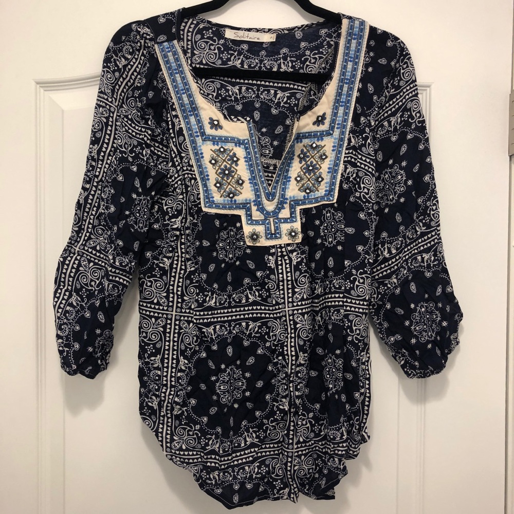 Blue Patterned Blouse